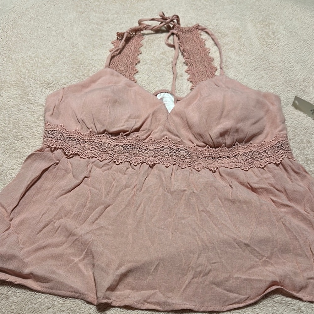 Elegant Pink Lace Halter Top